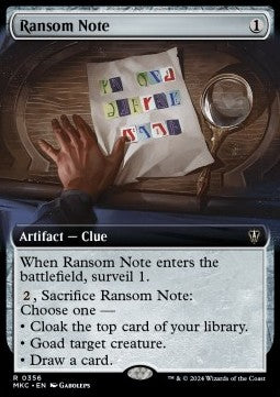 Ransom Note (V.2) - Commander: Murders at Karlov Manor: Extras (Rare) [XMKC-356]